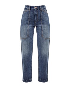 Высокие джинсы с макро карманами и деталью Мониль Brunello cucinelli