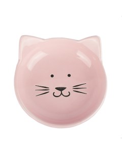 Миска блюдце для кошек Кошечка 85 мл диаметр 12 см розовая Petmax
