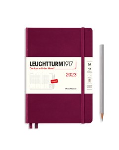 Еженедельник Medium A5 на 2023г дни с расписанием твердая обложка цвет Портвейн Leuchtturm1917