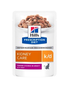 HILLS Diet K D Kidney Корм влаж диет говядина лечение заболеваний почек д кошек пауч 85г Hill`s