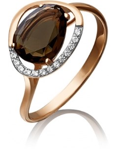 Кольцо с фианитами и кварцем из красного золота Platina jewelry