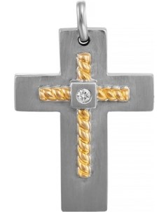 Крестик с бриллиантом из комбинированного золота Джей ви