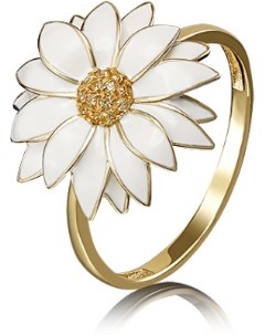 Кольцо с эмалью и фианитами из жёлтого золота Platina jewelry