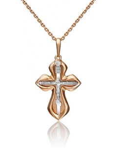 Крестик с бриллиантом из комбинированного золота Platina jewelry
