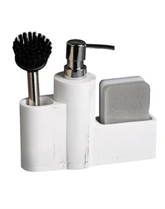 Дозатор для моющего средства и мыла с подставкой для губки губкой и щеткой Grand Denezo