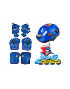 Детские ролики PU колеса со светом с защитой и шлемом Hot wheels