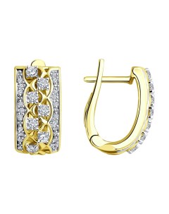 Серьги из желтого золота с бриллиантами Sokolov diamonds