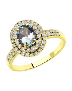 Кольцо из желтого золота с бриллиантами и танзанитом Sokolov diamonds