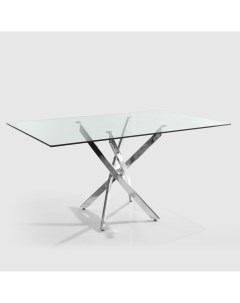 Стол обеденный прозрачный с серебряным 150х90х75 см T754 Langfang romance
