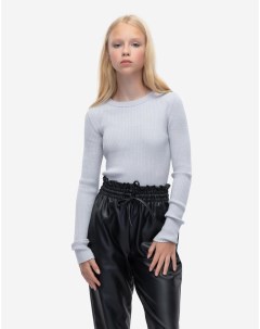Серый меланжевый джемпер в рубчик для девочки Gloria jeans