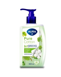 Освежающее жидкое мыло для рук и тела Pure Cotton с экстрактами хлопка и луговых трав 300 мл Beauty Aura