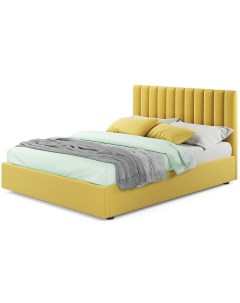 Мягкая кровать Olivia 1600 желтая с ортопедическим основанием Bravo