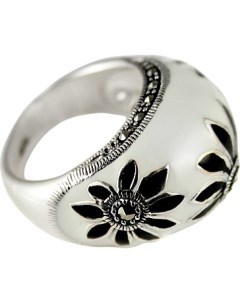 Кольцо Цветы с марказитом вставкой из эмали из серебра Element47
