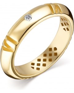 Кольцо с 1 бриллиантом из жёлтого золота Костромская ювелирная фабрика "алькор"