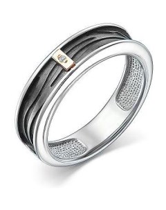 Кольцо с 1 бриллиантом из серебра и золота Костромская ювелирная фабрика "алькор"