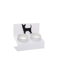 АртМиска Миска для собак на подставке с наклоном Чихуахуа двойная XS белая 2x360 мл Артмиска