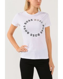Хлопковая футболка с логотипом Boss