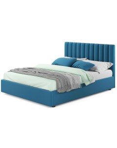 Мягкая кровать Olivia 1600 синяя с ортопедическим основанием Bravo