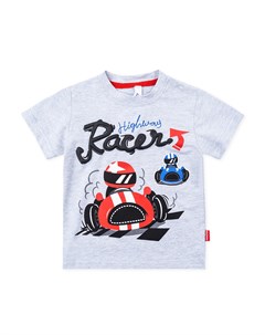 Серая футболка с принтом гонщик для мальчика Playtoday baby