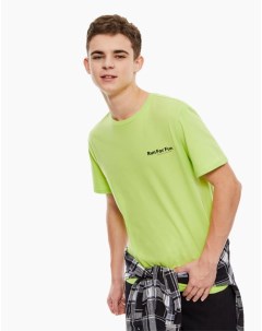 Зелёная футболка с принтом Run for fun для мальчика Gloria jeans
