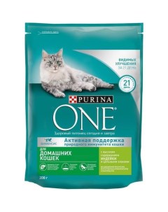 Сухой корм для взрослых кошек живущих в домашних условиях с высоким содержанием индейки и цельными з Purina one