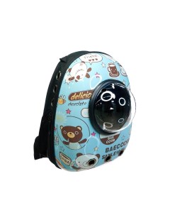 Переноска рюкзак для животных с иллюминатором Синий медвежонок 32х29х42см Malinki zoostore