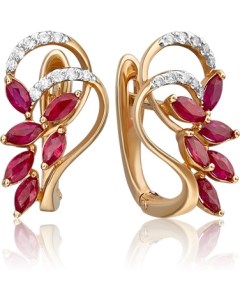 Серьги с рубинами и бриллиантами из красного золота Platina jewelry
