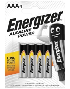 Батарейки комплект 4 шт Alkaline Power AAA Lr03 24а алкалиновые мизинчиковые блистер E300132611 Energizer