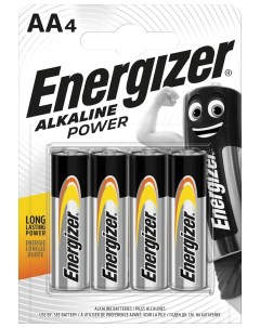 Батарейки комплект 4 шт Alkaline Power AA Lr06 15а алкалиновые пальчиковые блистер E300132908 Energizer