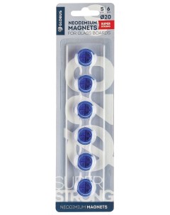 Магниты сильные неодимовые 20 мм набор 6 шт синие в блистере мн20пс Глобус