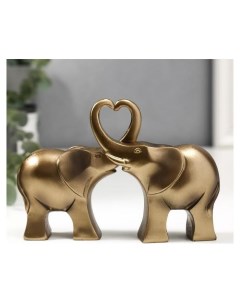 Сувенир полистоун Два африканских слона бронза Набор 2 шт 10 5х15х3 5 см Nnb
