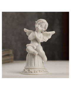 Сувенир полистоун Белоснежный ангелочек на колокольчике 8х4 2х4 см Nnb