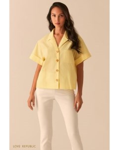 Желтая oversize рубашка с отложным воротником Love republic