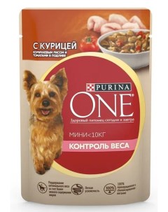 Влажный корм для собак One Контроль веса для мелких пород с курицей рисом и томатами 0 085 кг Purina