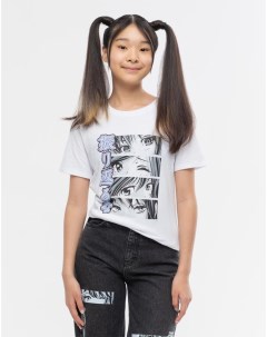 Белая футболка с аниме принтом для девочки Gloria jeans