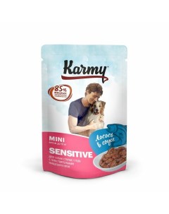 Влажный корм Mini Sensitive для собак мелких пород с чувствительным пищеварением с лососем мясные ку Karmy