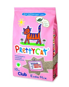 PrettyCat наполнитель комкующийся для кошачьих туалетов Euro Mix с Ароматом Алоэ 10 кг Prettycat