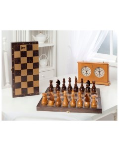 Шахматы гроссмейстерские деревянные 196 18 с венге доской рисунок золото Объедовская фабрика игрушки
