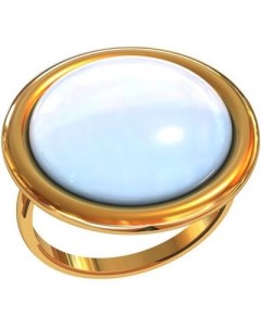 Кольцо с 1 лунным камнем из серебра с позолотой Приволжский ювелир
