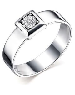 Кольцо с 1 бриллиантом из серебра Костромская ювелирная фабрика "алькор"