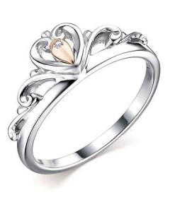 Кольцо с 1 бриллиантом из серебра и золота Костромская ювелирная фабрика "алькор"