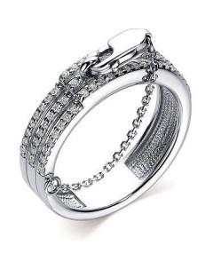 Кольцо с 72 фианитами из серебра Костромская ювелирная фабрика "алькор"
