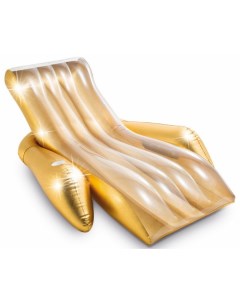 Надувной матрас шезлонг для плавания Золотой блеск с подстаканником 175х119 см Intex