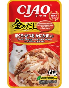 Влажный корм для кошек Киннодаси микс тунцов с сурими в желе 0 06 кг Inaba