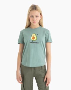 Хаки футболка с авокадо для девочки Gloria jeans