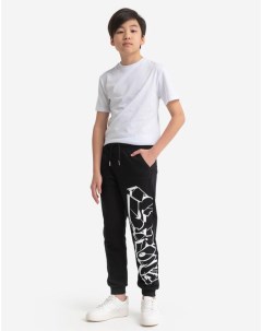 Черные спортивные брюки Comfort с граффити принтом для мальчика Gloria jeans