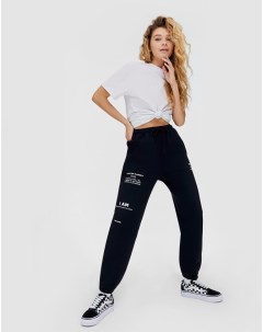 Чёрные спортивные брюки Baggy с принтом Gloria jeans