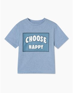 Синяя футболка с принтом Choose happy для мальчика Gloria jeans