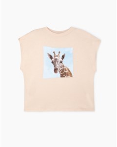 Бежевая футболка с жирафом для девочки Gloria jeans