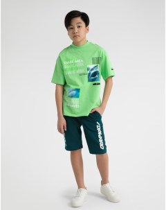 Темно зеленые спортивные шорты с принтом Forward для мальчика Gloria jeans
